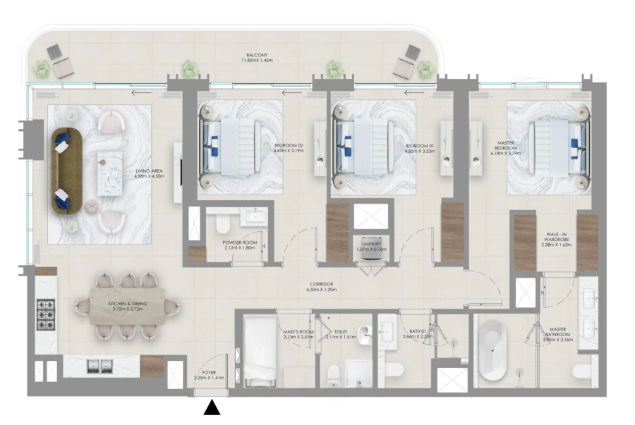 3 BR — 3 Bedroom Type A1