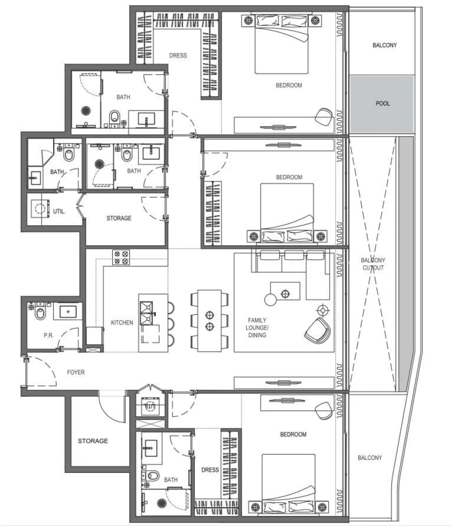 3 BR — 3 Bedroom type 1