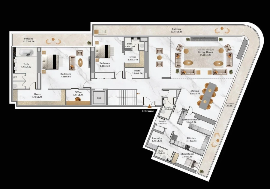 5 BR — 5 Bedroom Penthouse D