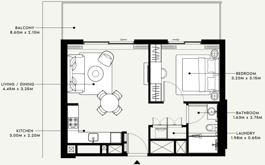 1 BR — 1 Bedroom Type 2C
