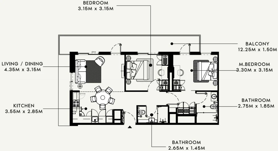 2 BR — 2 Bedroom Type 1