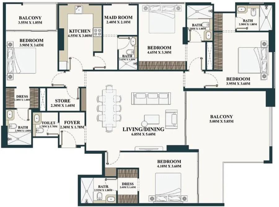 4 BR — 4 Bedroom + MAID’S ROOM + ST0RE