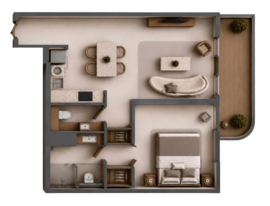 1 BR — 1 Bedroom Layout