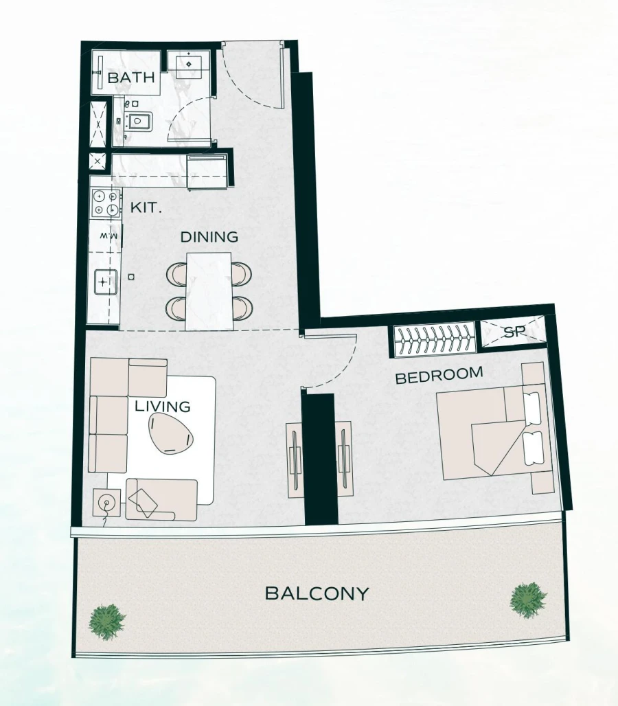 1 BR — 1 Bedroom Type 8