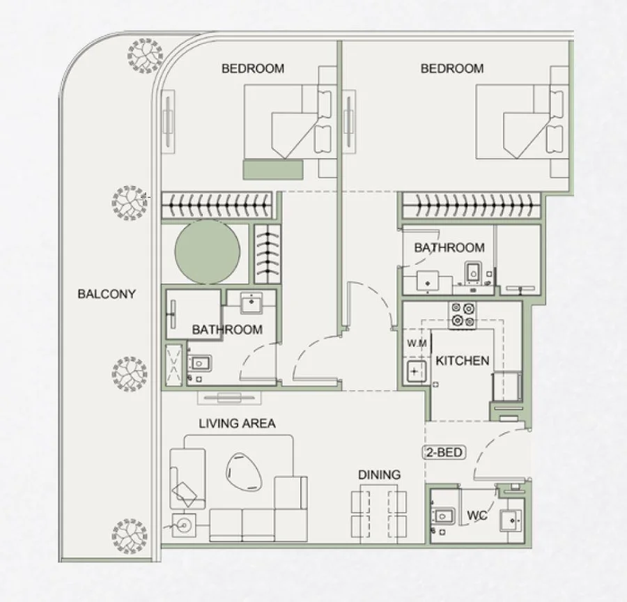 2 BR — 2 Bedroom Type 1