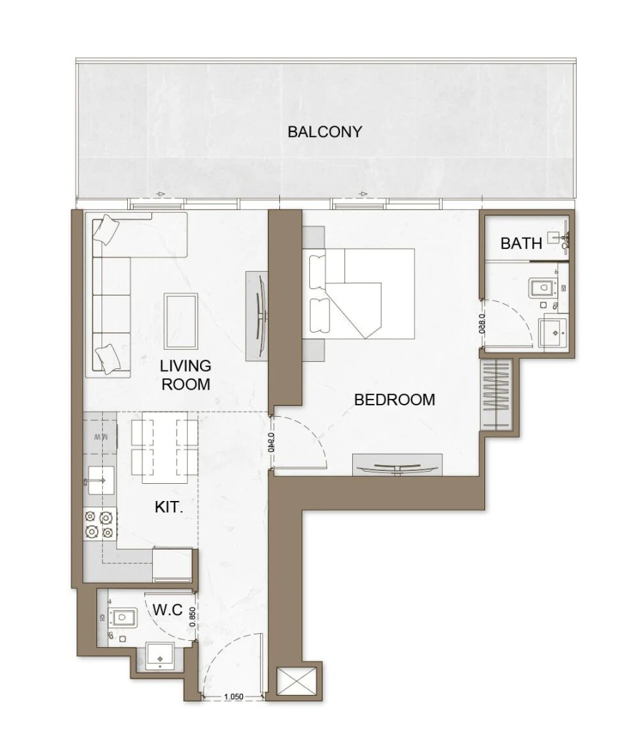 1 BR — 1 Bedroom Type 2