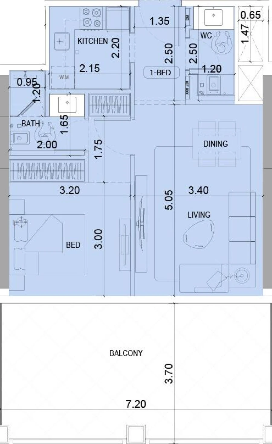 1 BR — 1 Bedroom Type 1