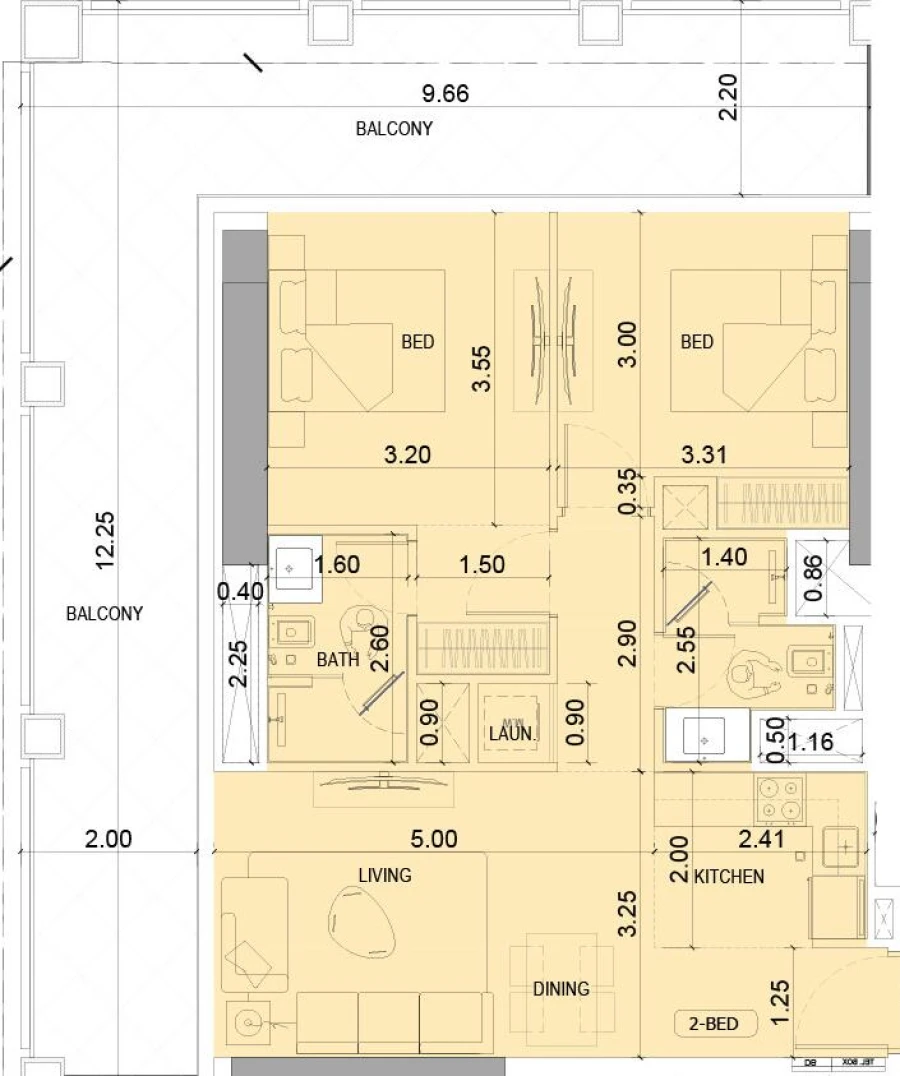 2 BR — 2 Bedroom Type 1