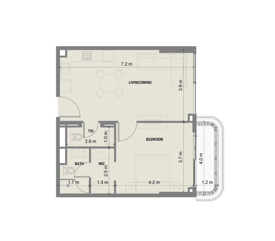 1 BR — 1 Bedroom Type 1