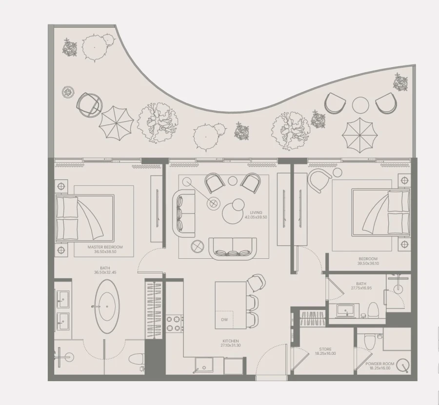 2 BR — 2 Bedroom 1F