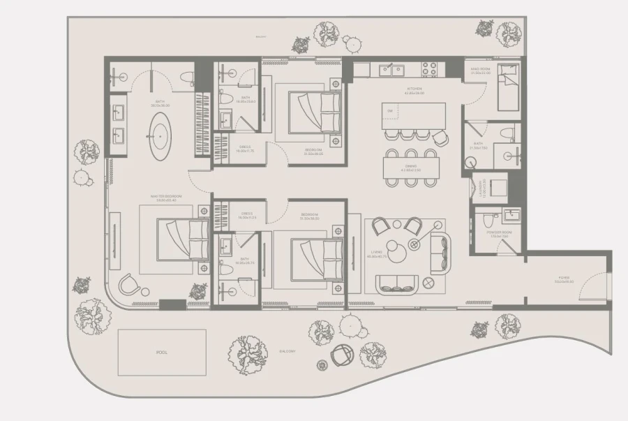 3 BR — 3 Bedroom 1A