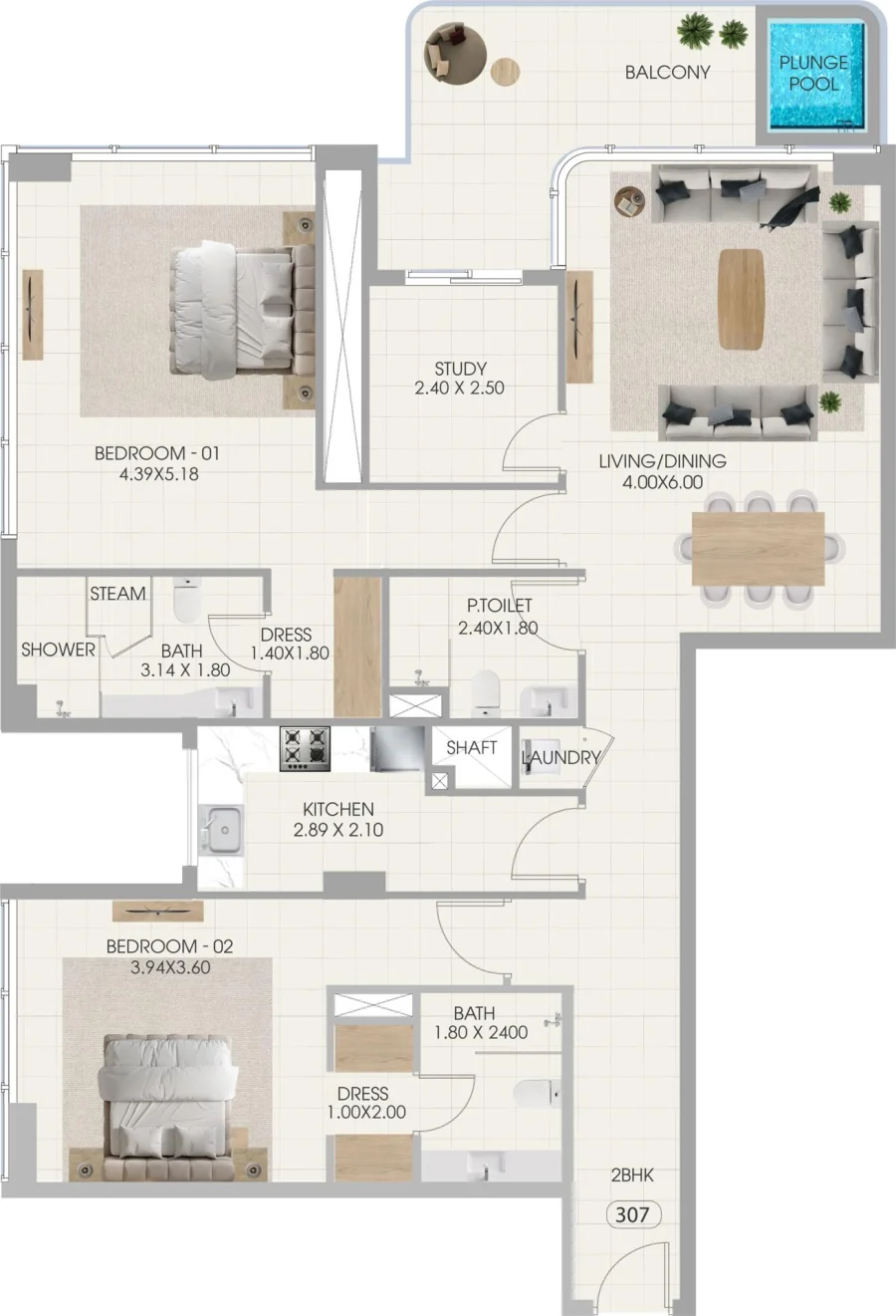 2 BR — Two Bedroom 07