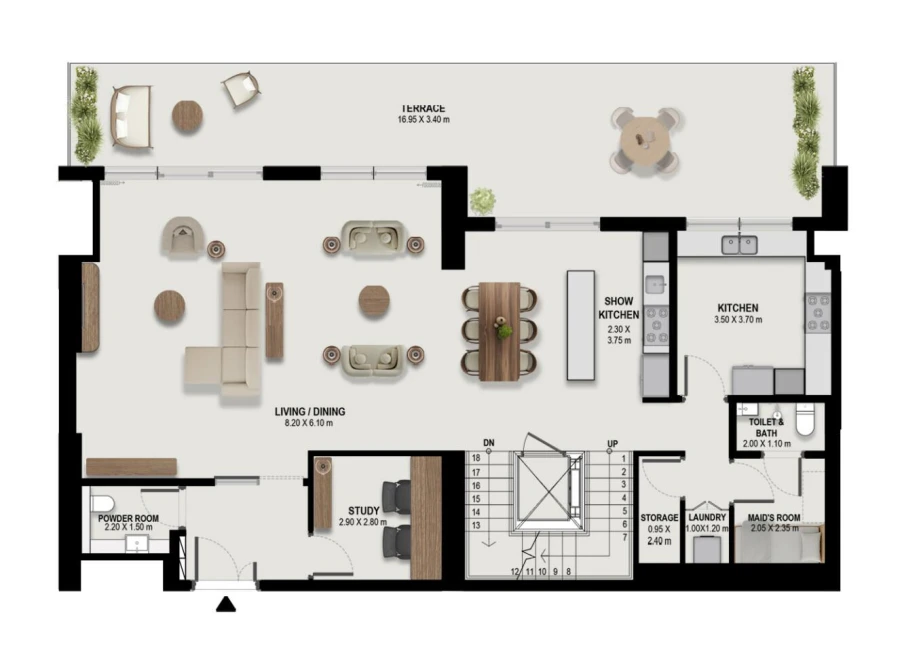 4 BR — 4 Bedroom Triplex Type 4T-P-B