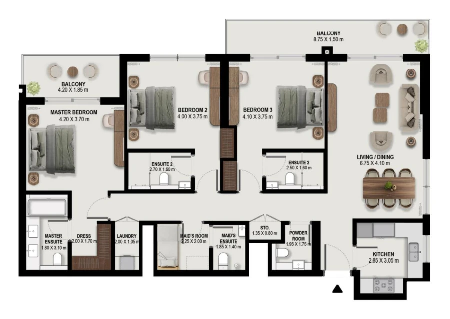 3 BR — 3 Bedroom Type 3-P-A2