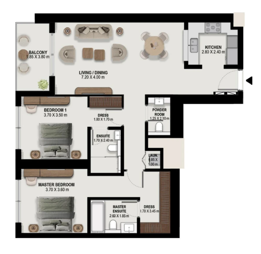 2 BR — 2 Bedroom Type 2-T-A