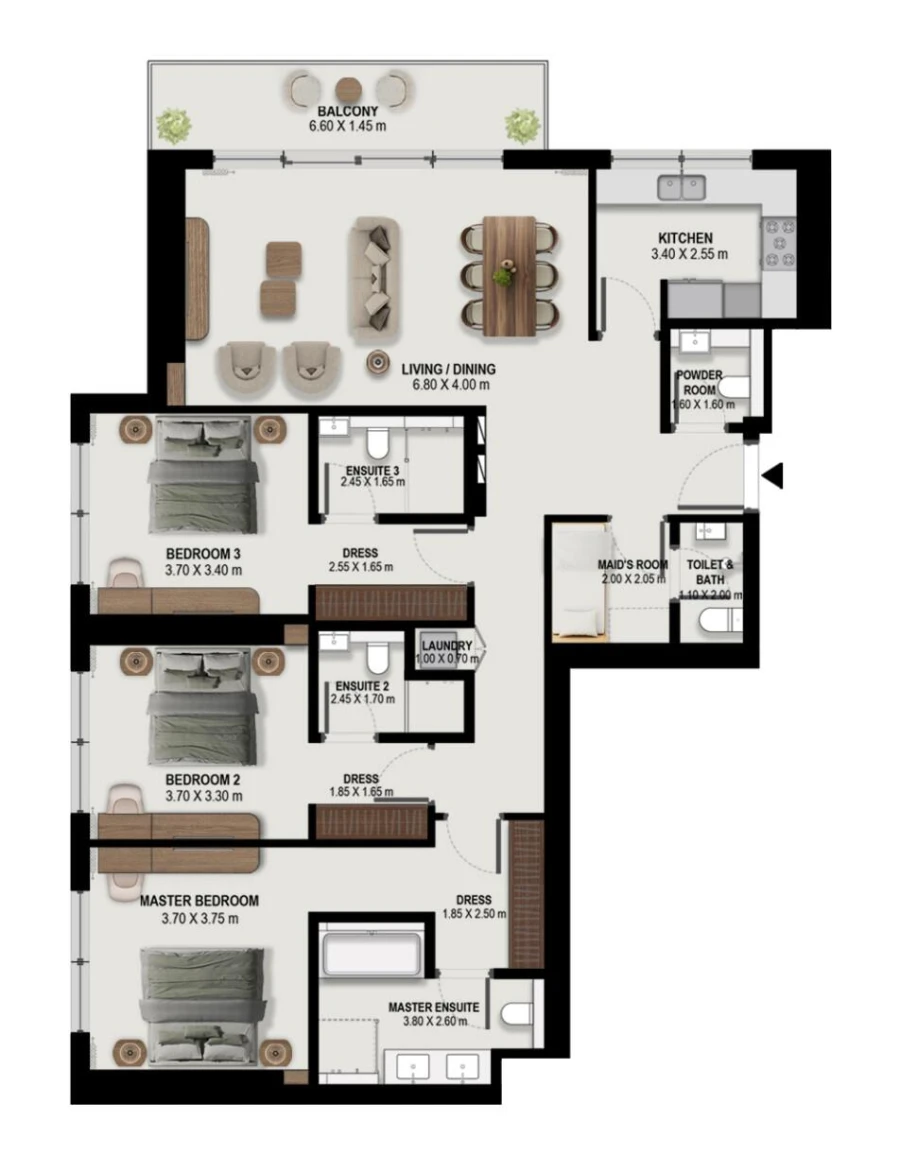 3 BR — 3 Bedroom Type 3-T-A