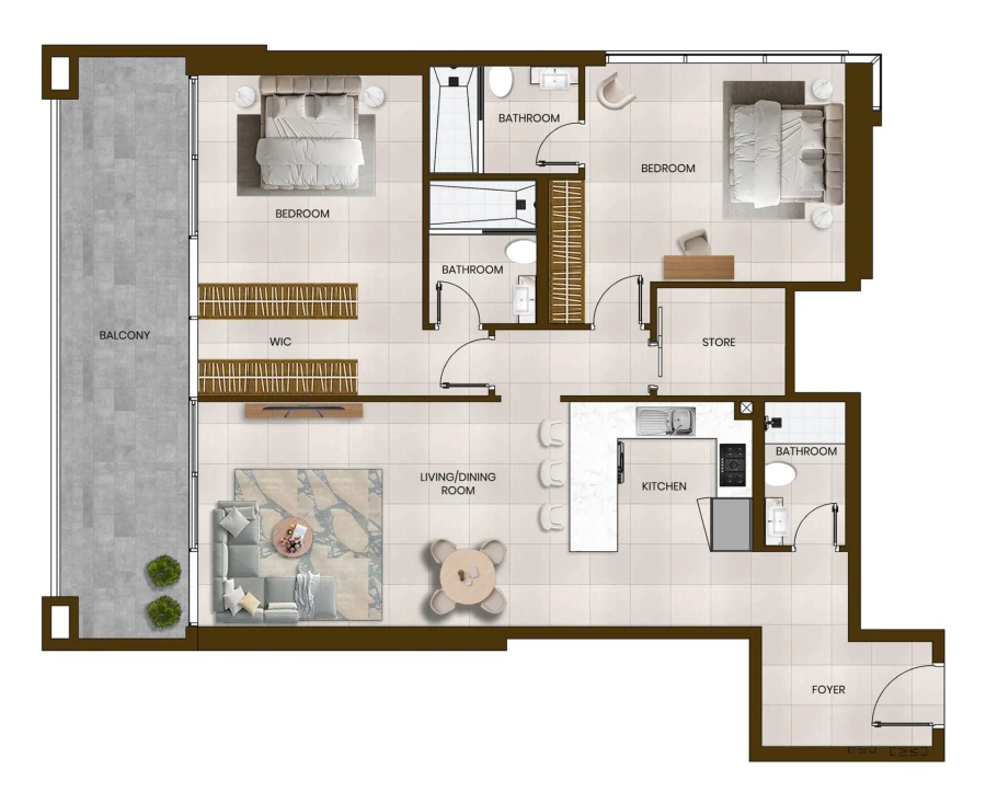 2 BR — 2 Bedroom Type 1