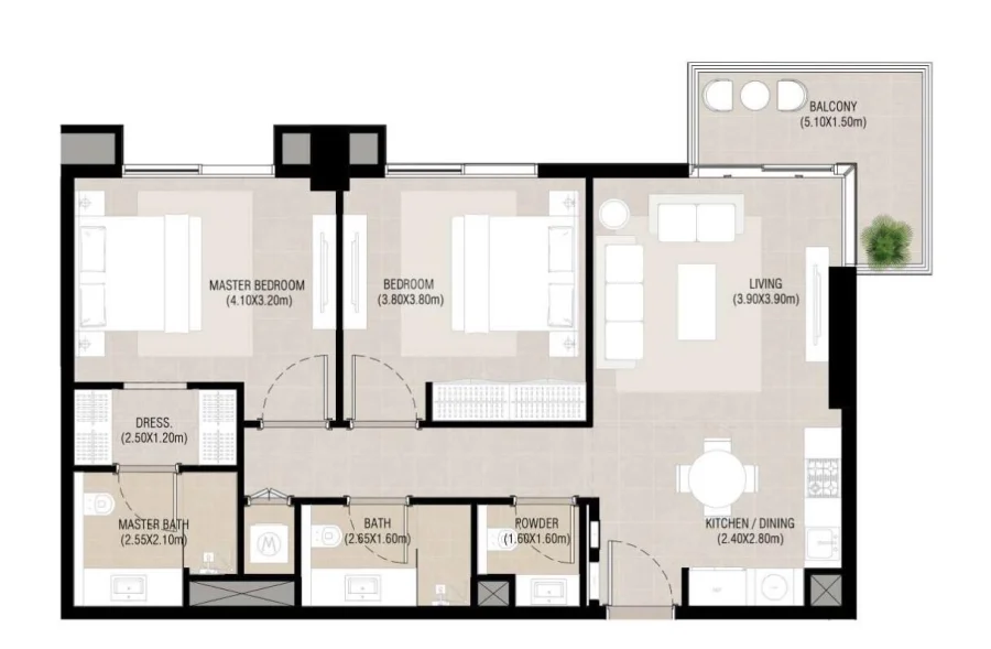 2 BR — 2 Bedroom Type D