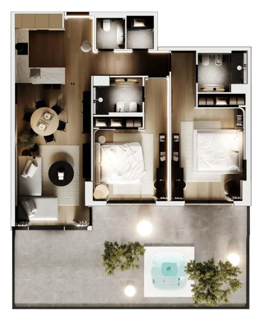 2 BR — 2 Bedroom Unit 104-106