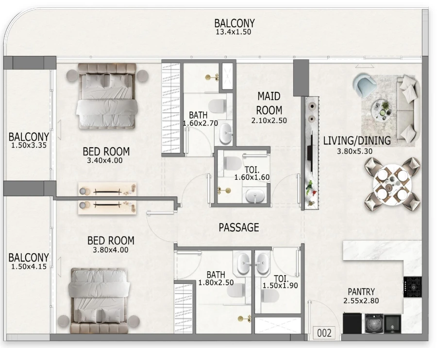 2 BR — 2 Bedroom Type 2 02 Series