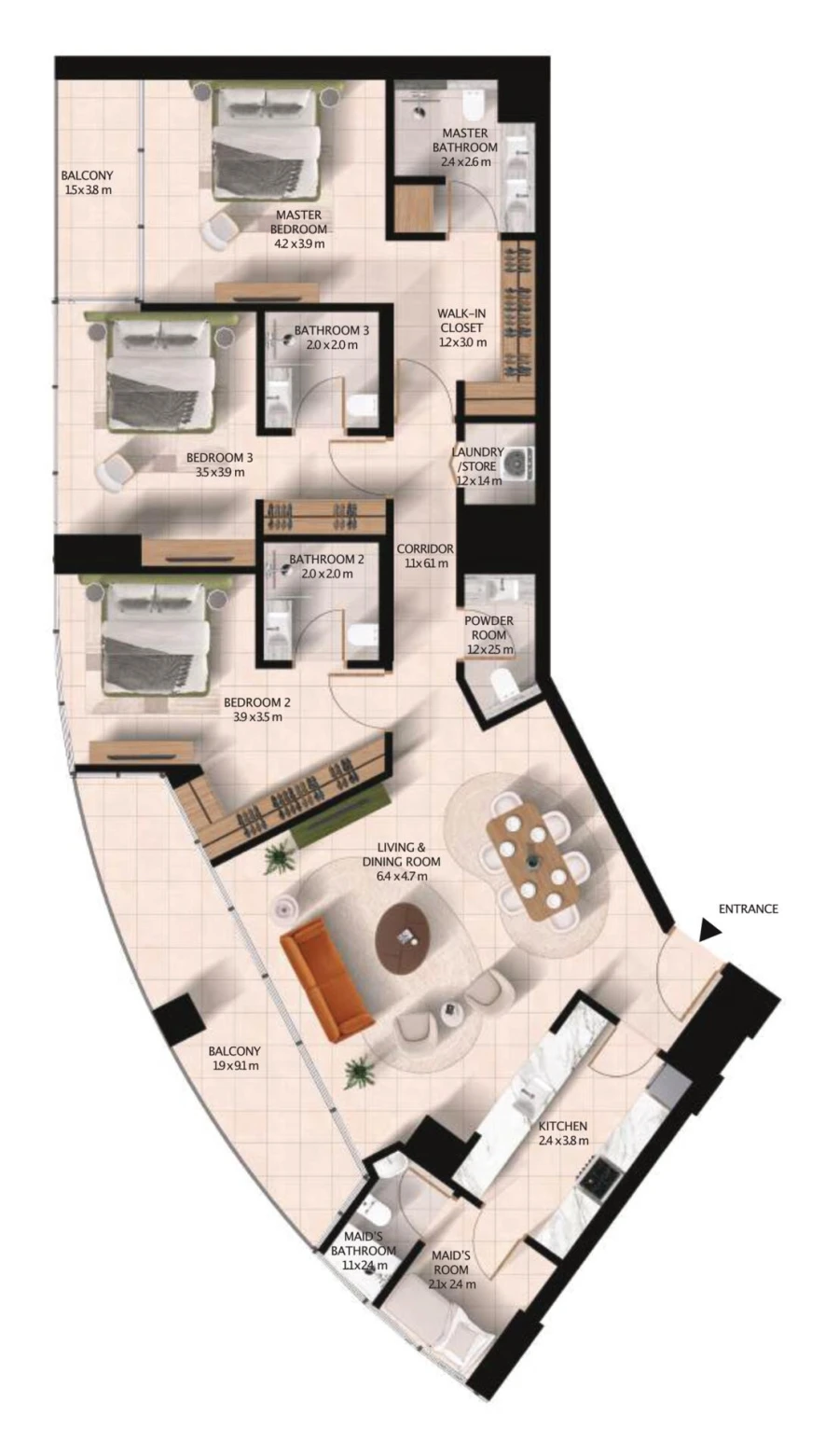 3 BR — 3 Bedrooms Type 10