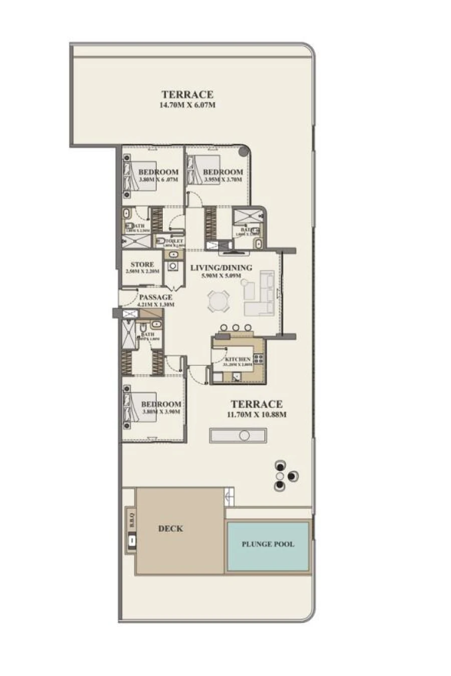 3 BR — Signature 3 Bedroom unit type 107