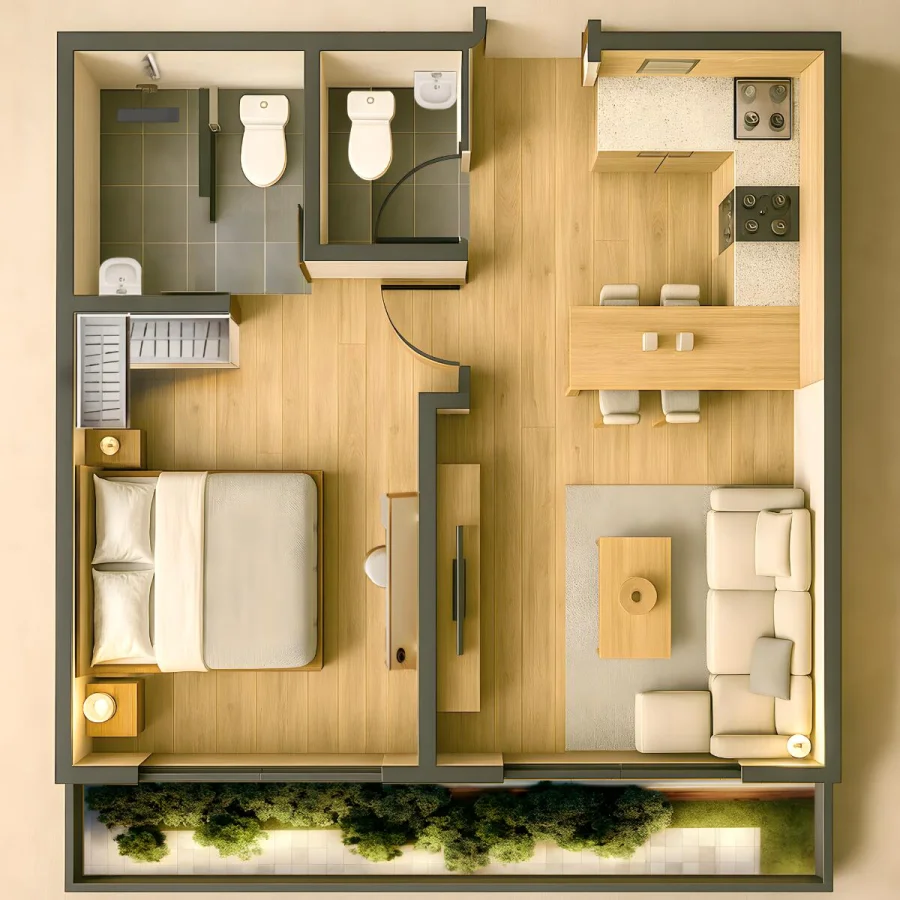 1 BR — 1BHK
