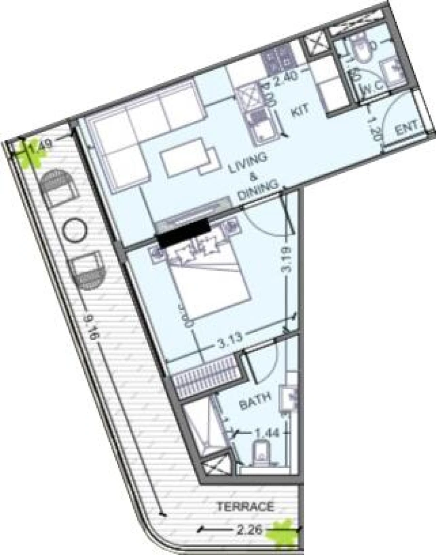 1 BR — 1 BHK Type E