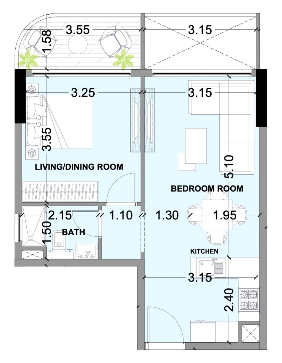 1 BR — 1 Bedroom Type A