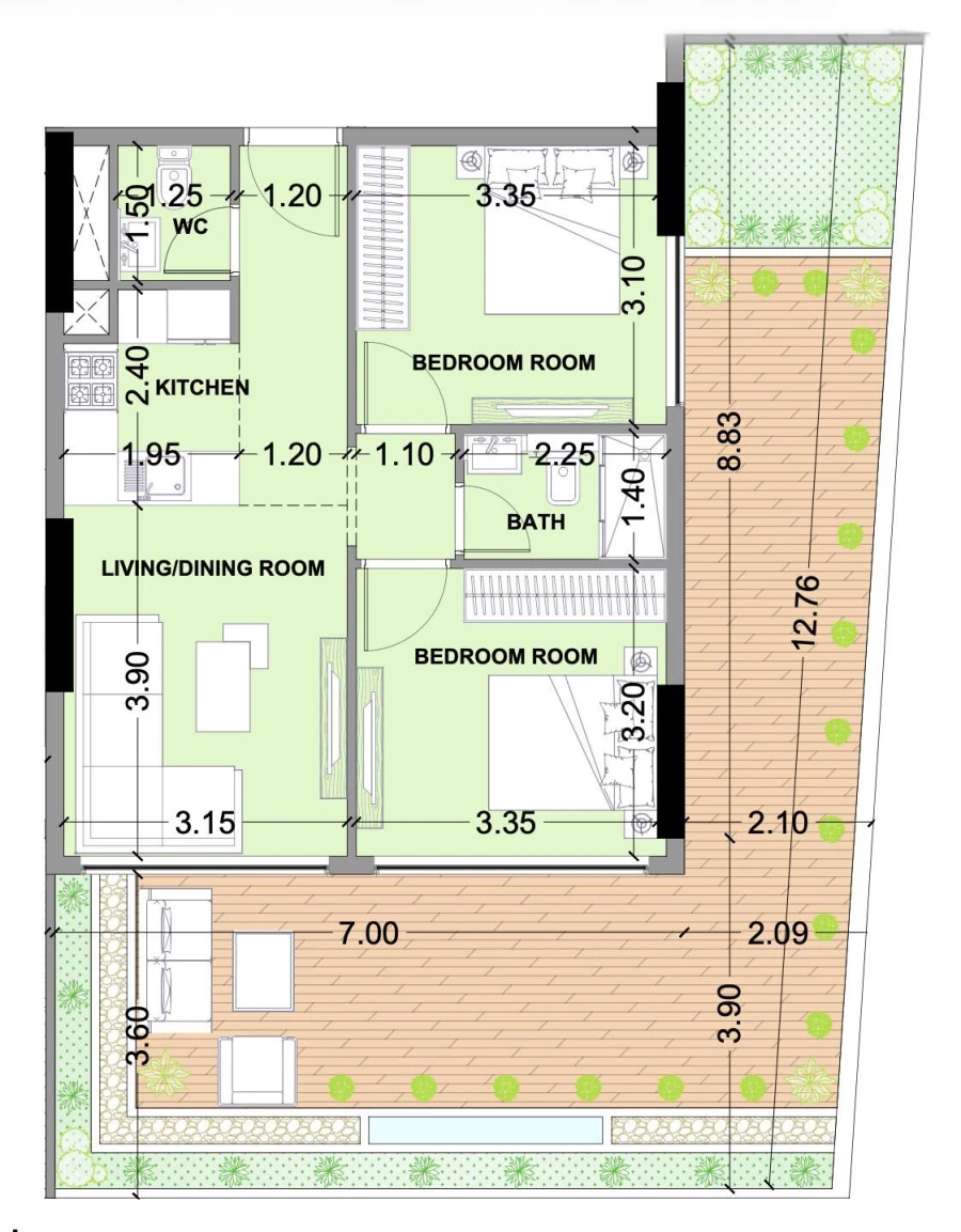 2 BR — 2 Bedroom Type A2