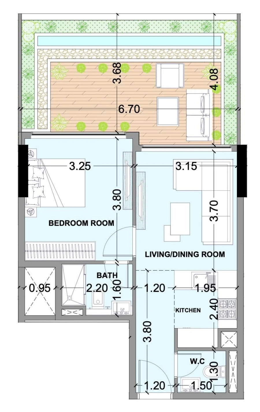 1 BR — 1 Bedroom Type C1