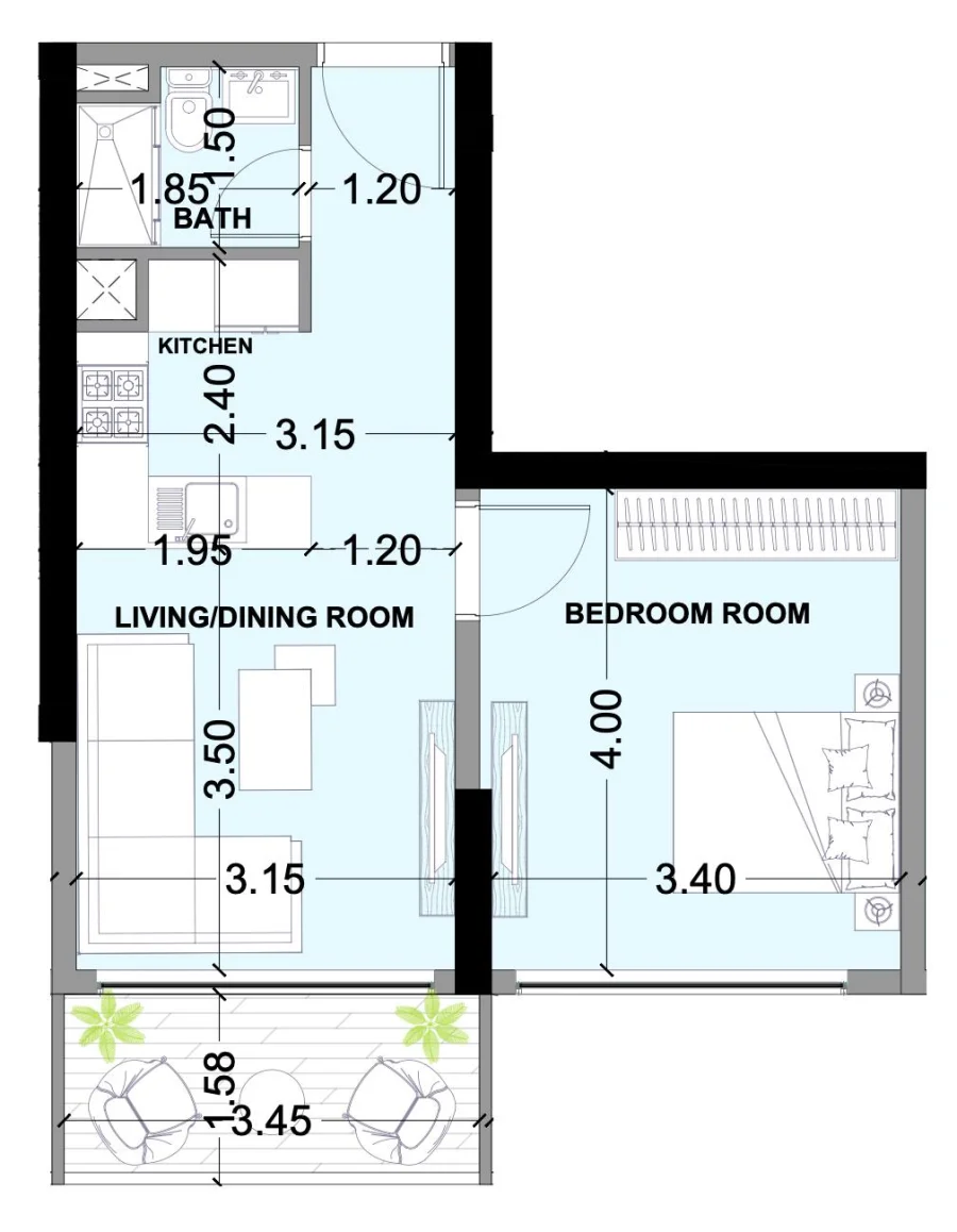 1 BR — 1 Bedroom Type B