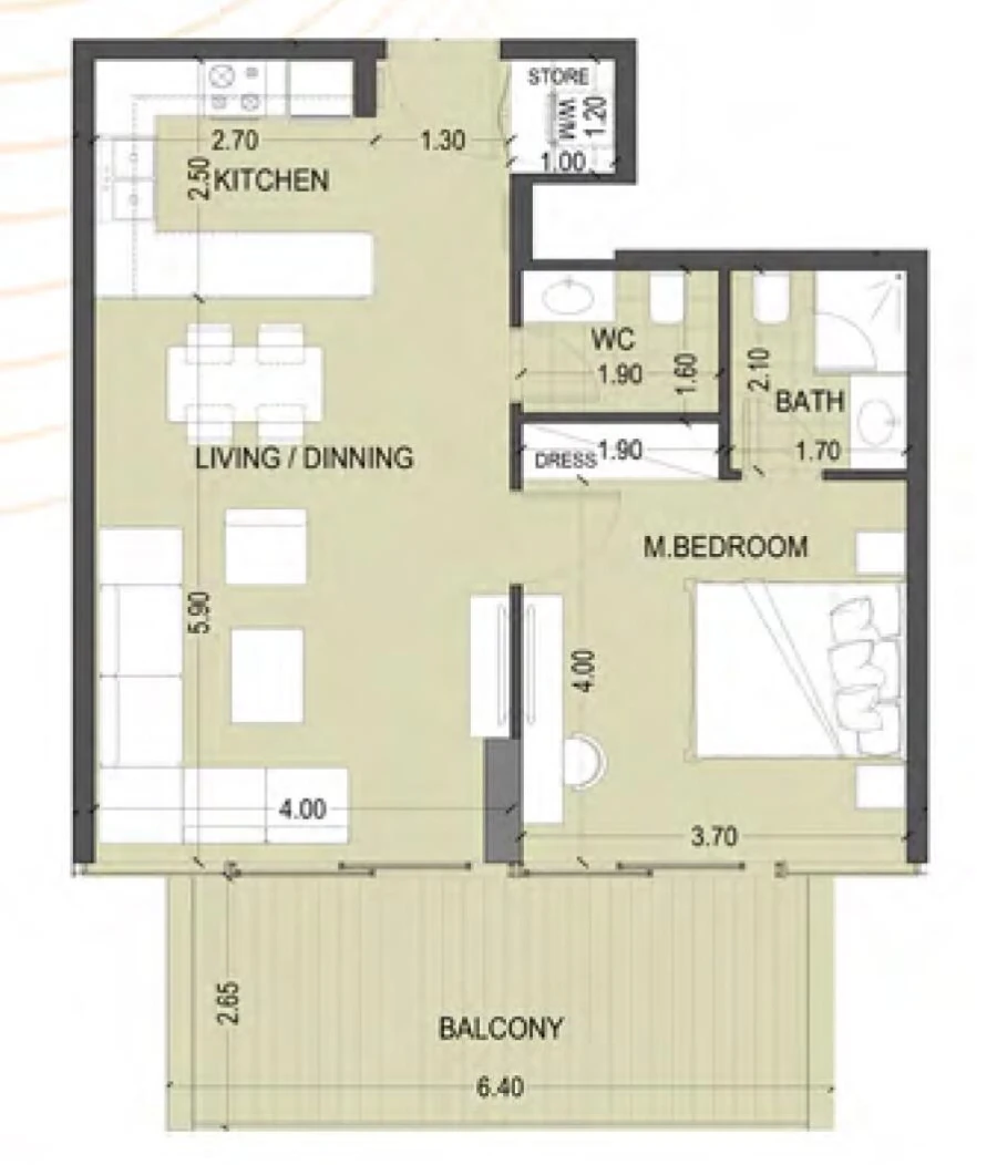 1 BR — 1 Bedroom Type C