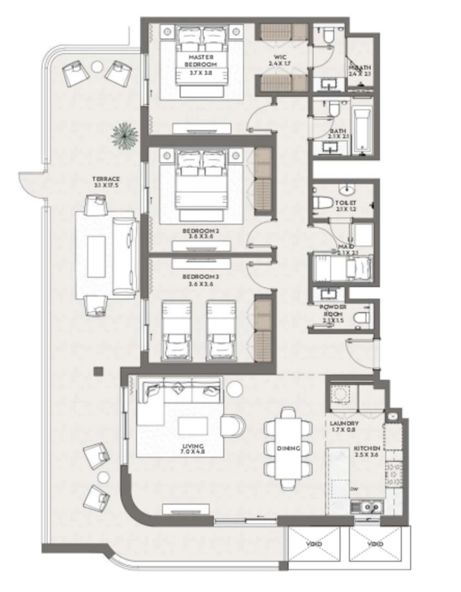 3 BR — 3 Bedroom Type A-2