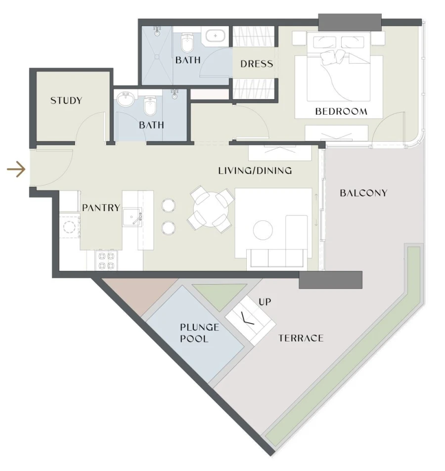 1 BR — 1 Bedroom Type 01