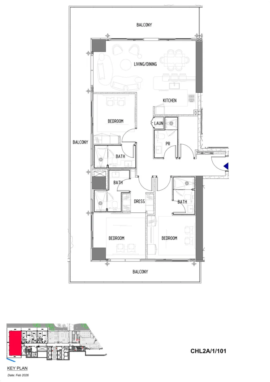 3 BR — Unit Layout