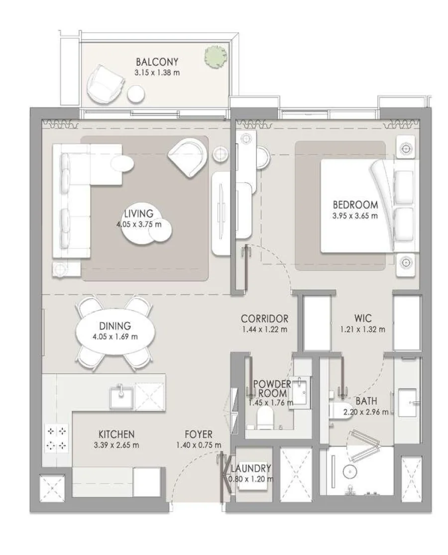 1 BR — 1-Bedroom Type A