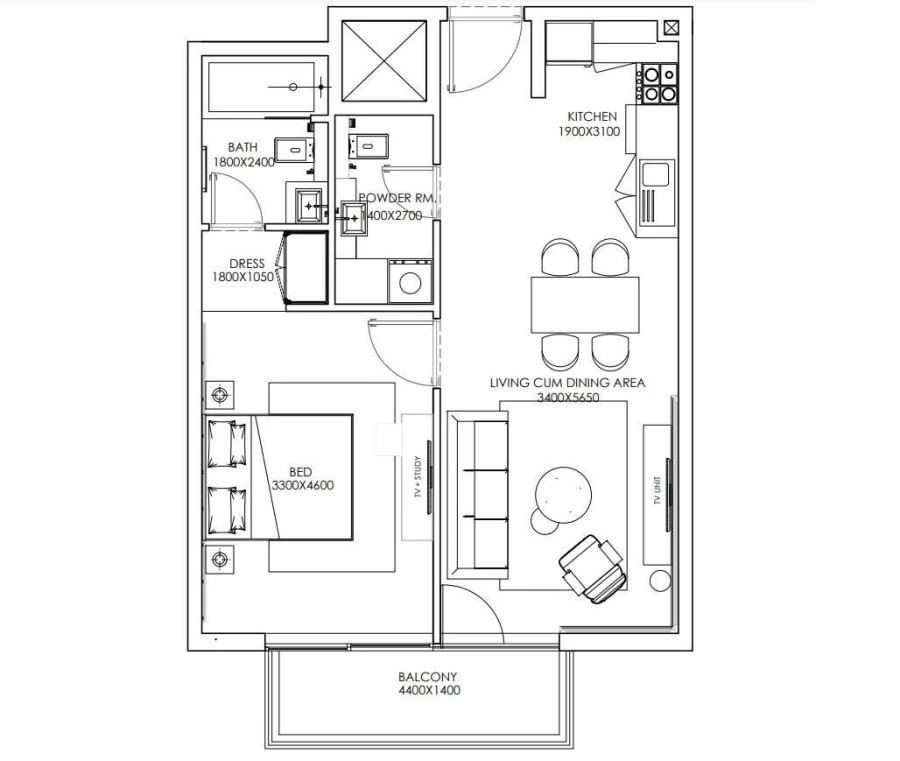 1 BR — ONE BEDROOM APARTMENT TYPE 3