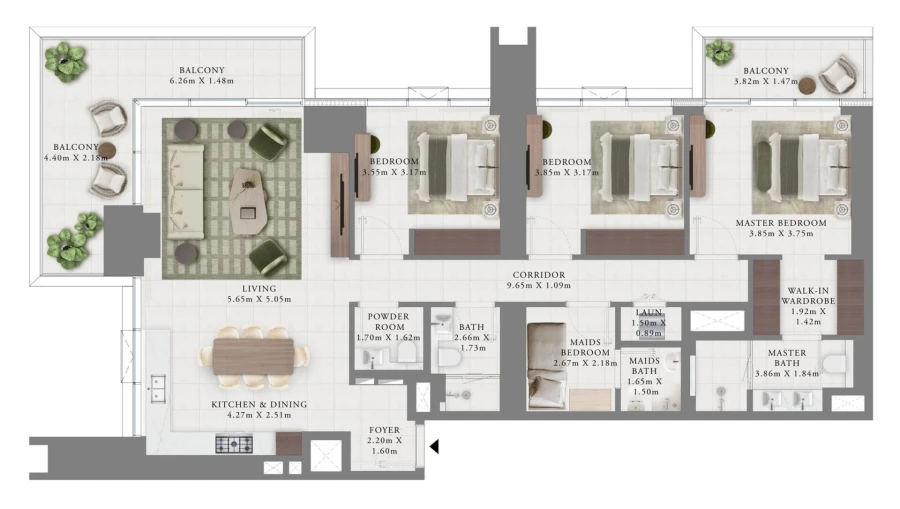 3 BR — 3 Bedroom Type A1