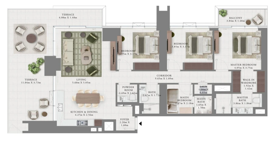 3 BR — 3 Bedroom Type A1.2