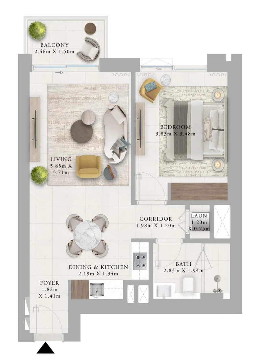 1 BR — 1 Bedroom Type 2.2