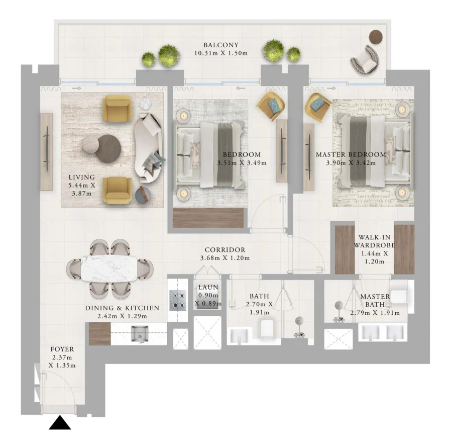 2 BR — 2 Bedroom Type 1.2