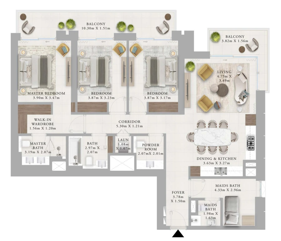 3 BR — 3 Bedroom Type 1.2