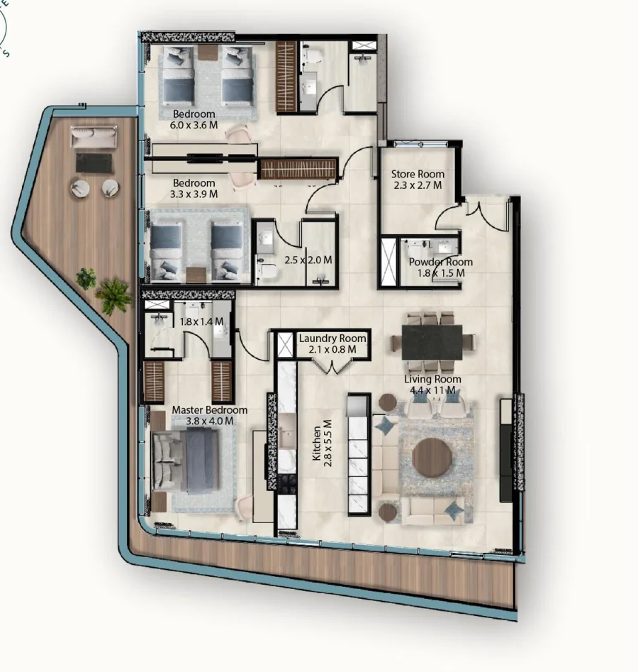 3 BR — 3 Bedroom 606