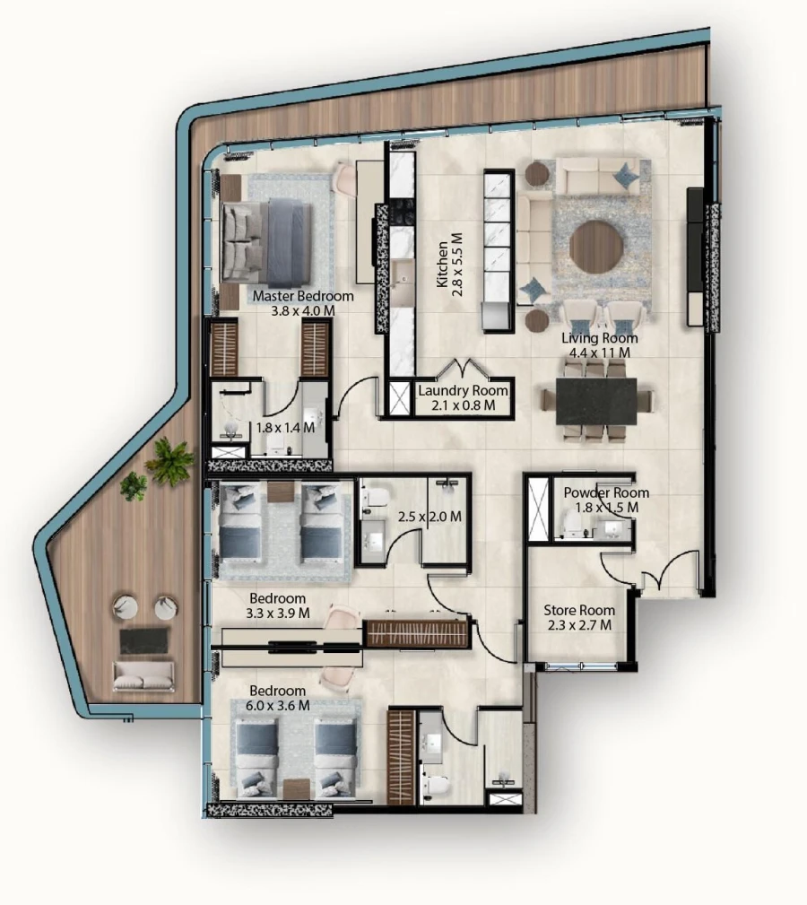 3 BR — 3 Bedroom 601