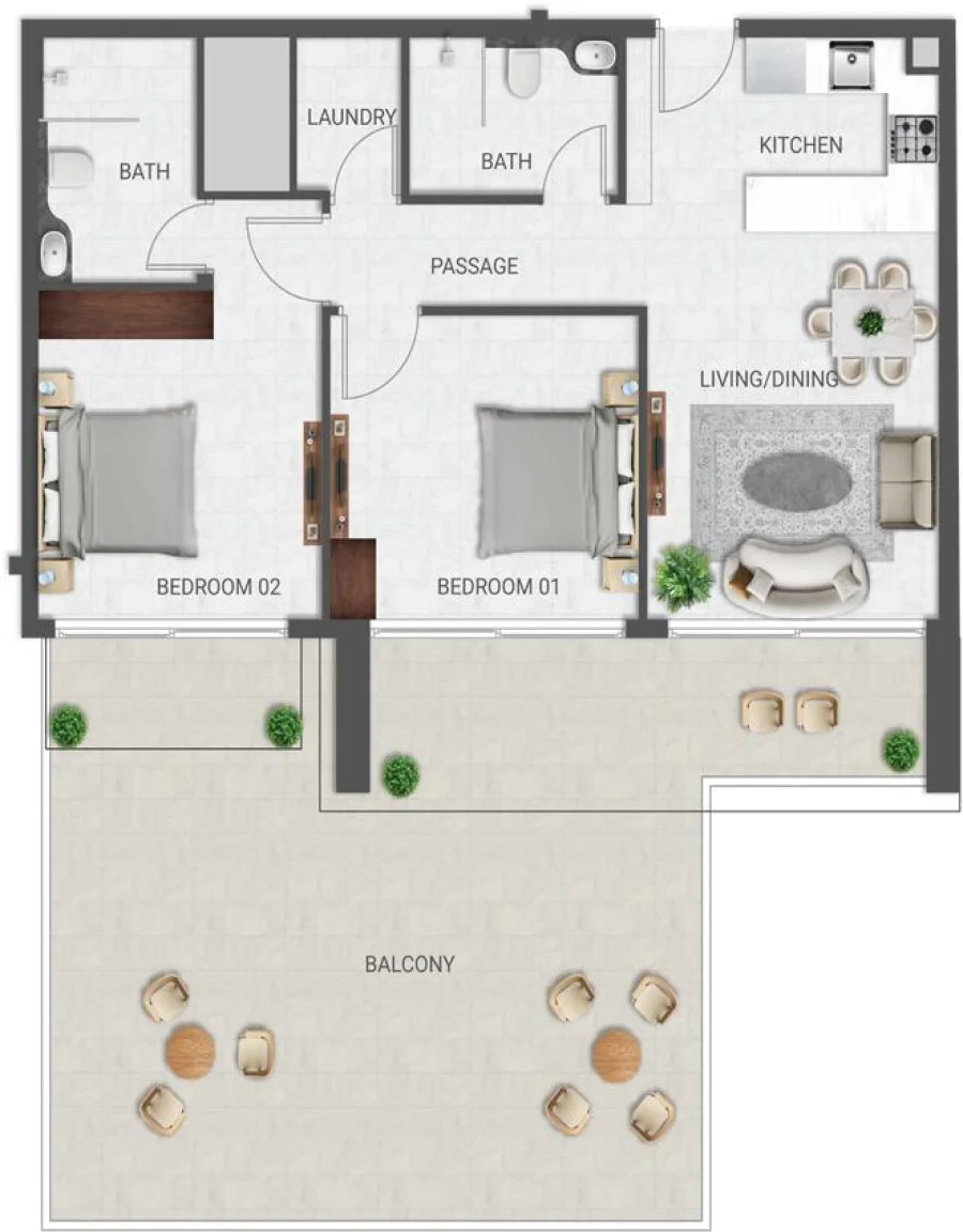 2 BR — 2 Bedroom Type C