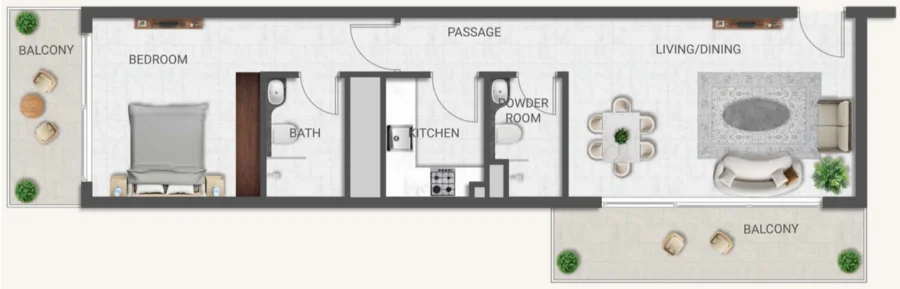 1 BR — 1 Bedroom Type A