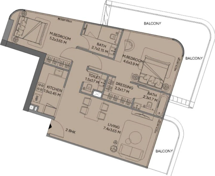 2 BR — 2 Bedroom Type D