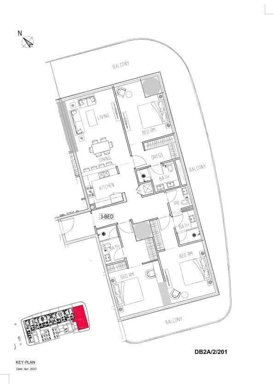 3 BR — Apartment Layout