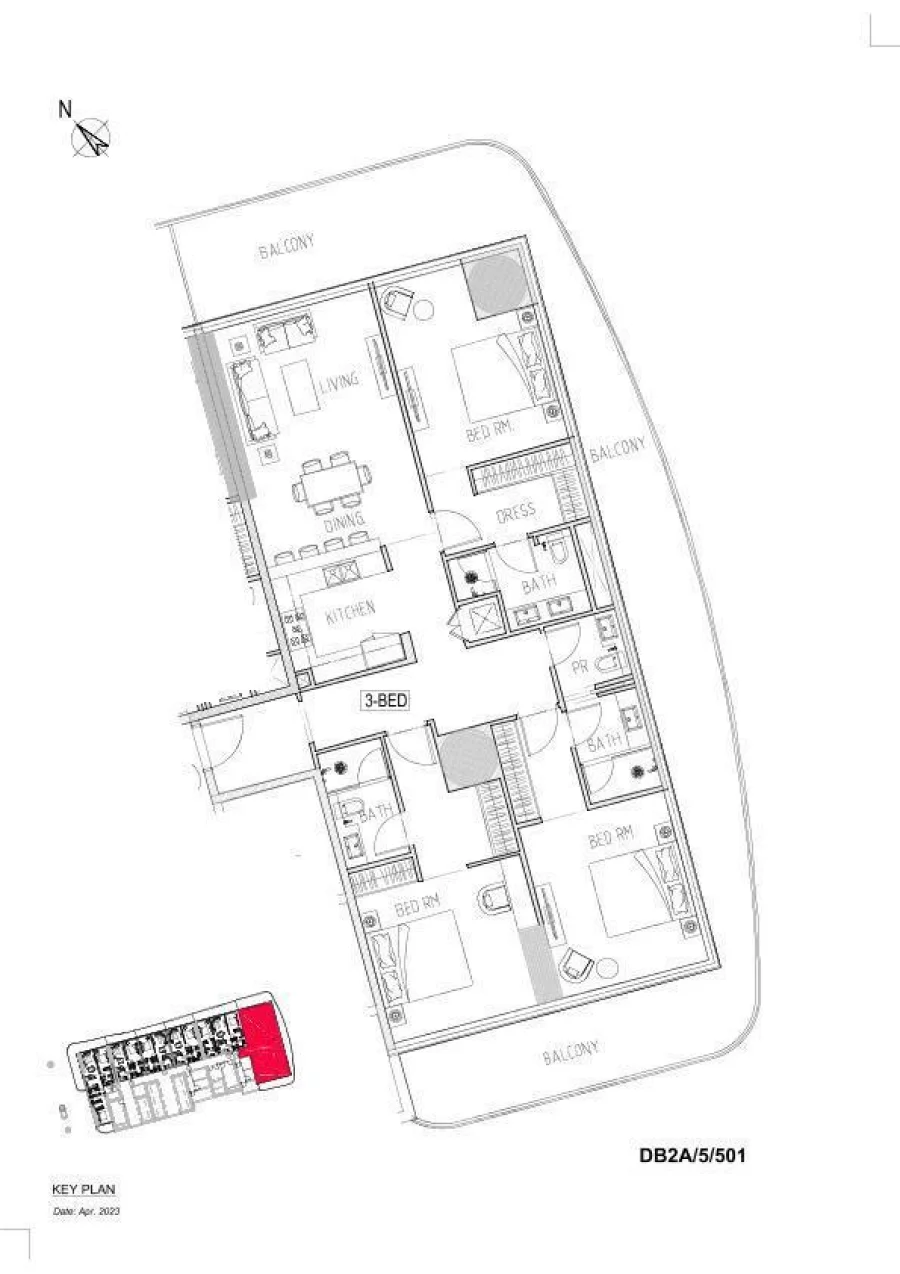 3 BR — Apartment Layout